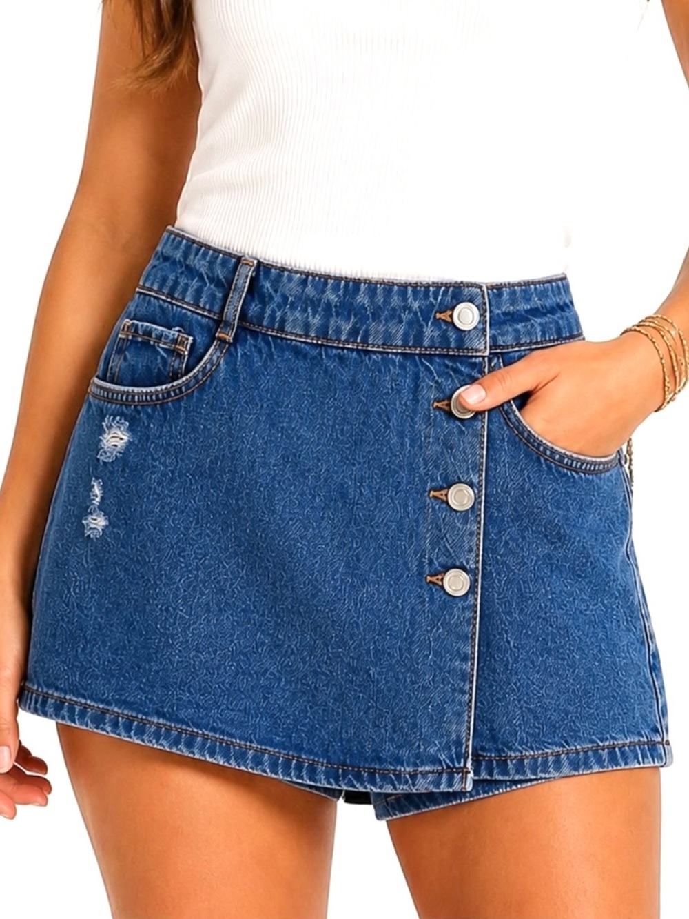 Zara Denim Wrap Mini Skort